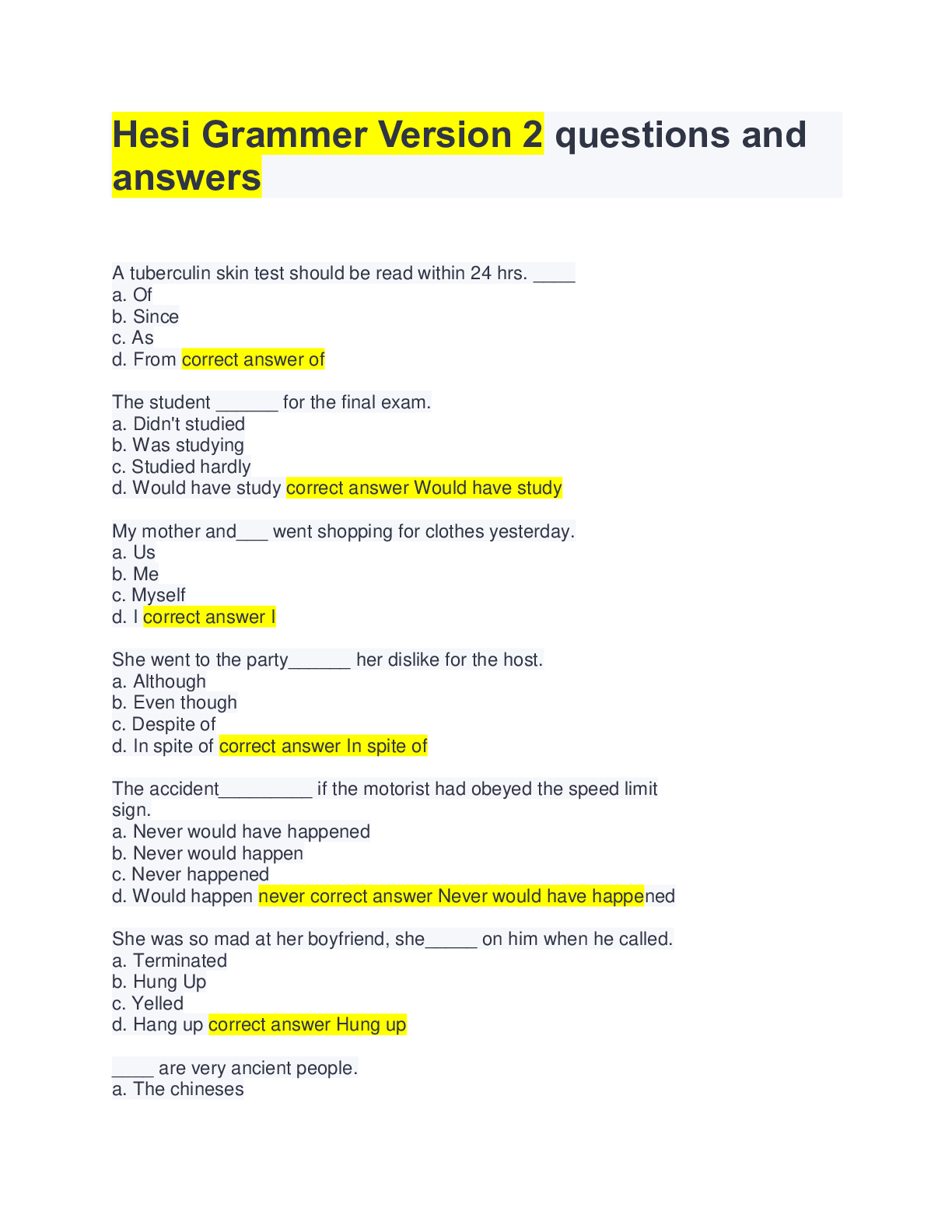 Preview image of Hesi Grammer Version 2 document